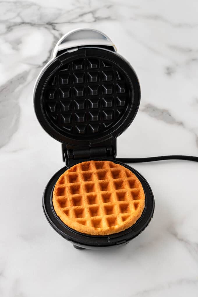 baked waffle in mini waffle iron