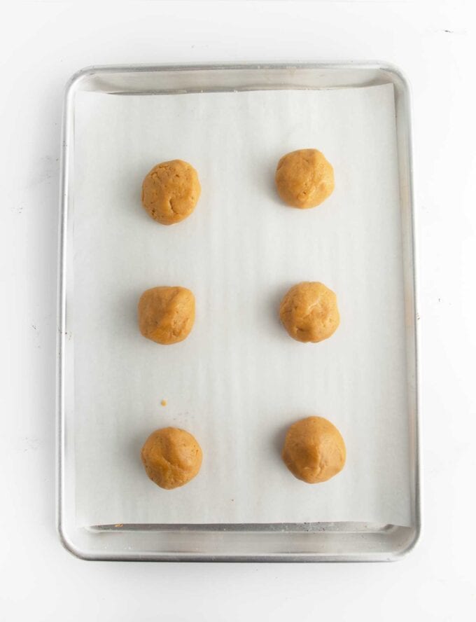 tray of 6 ball of fluffernutter peanut butter cookie dough balls