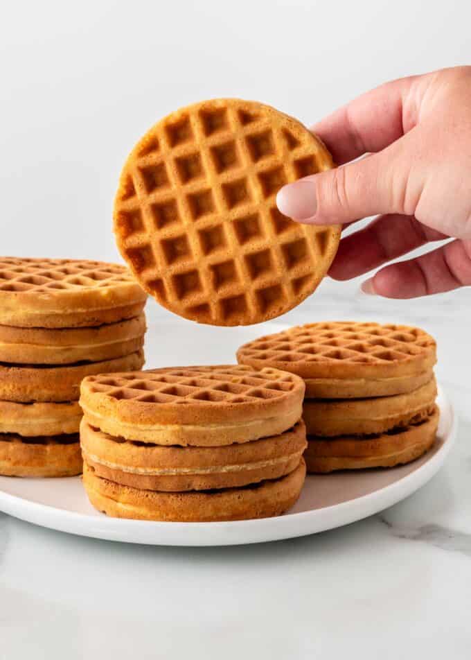 hand holding mini waffle