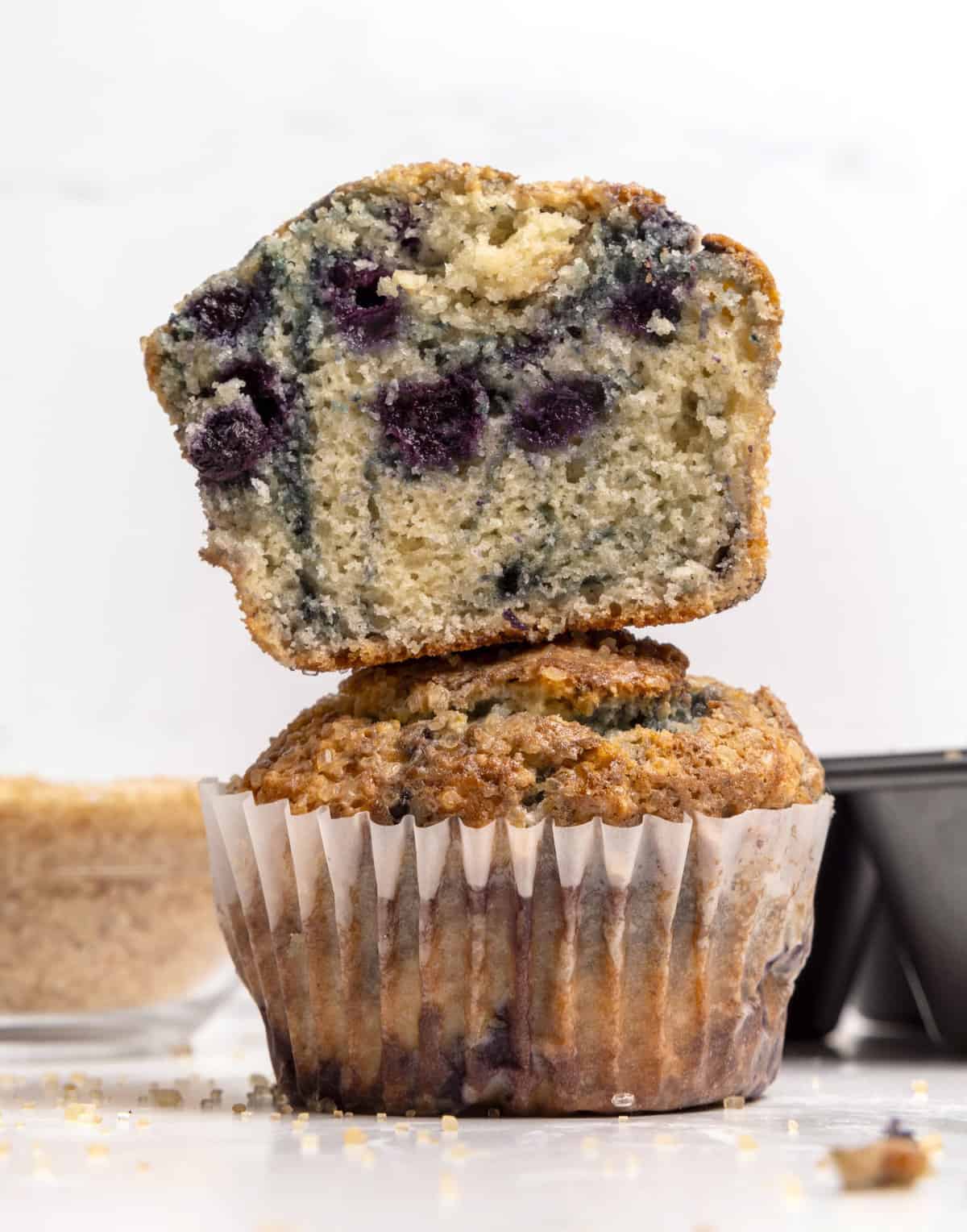 stack of jumbo blueberry muffins