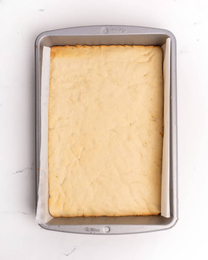 9x13 pan of unfrosted sugar cookie bars