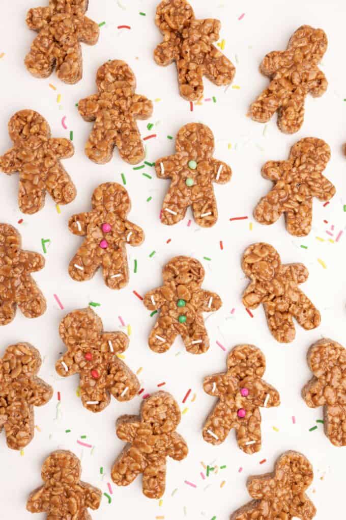 mini gingerbread cookie cutter star crunch rice krispy bars
