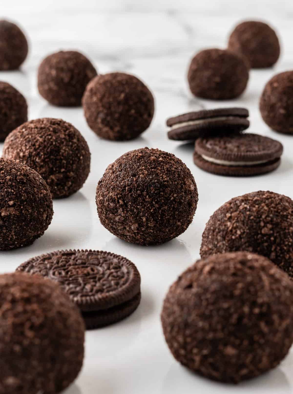 oreo balls without dipping in chocolate; rolled in crumbs