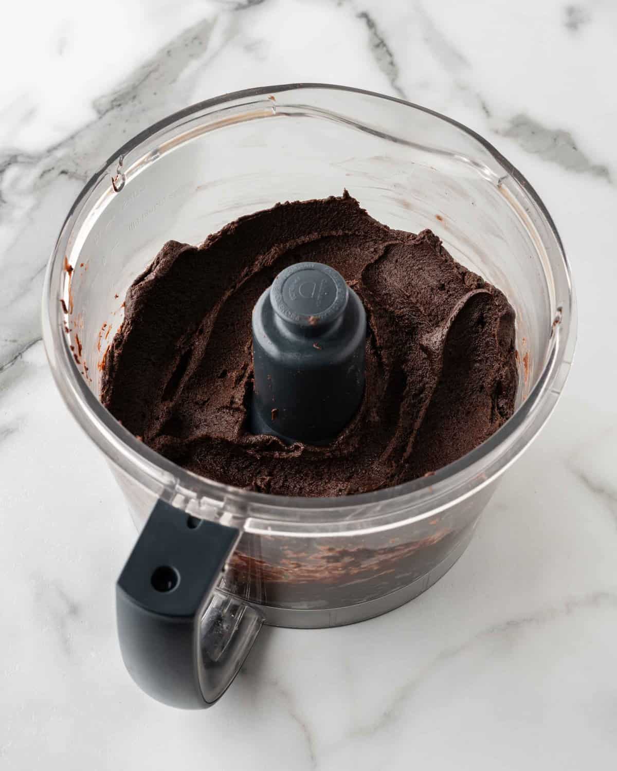 smooth oreo truffle dough in food processor