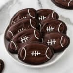 plate of football brownie cookies