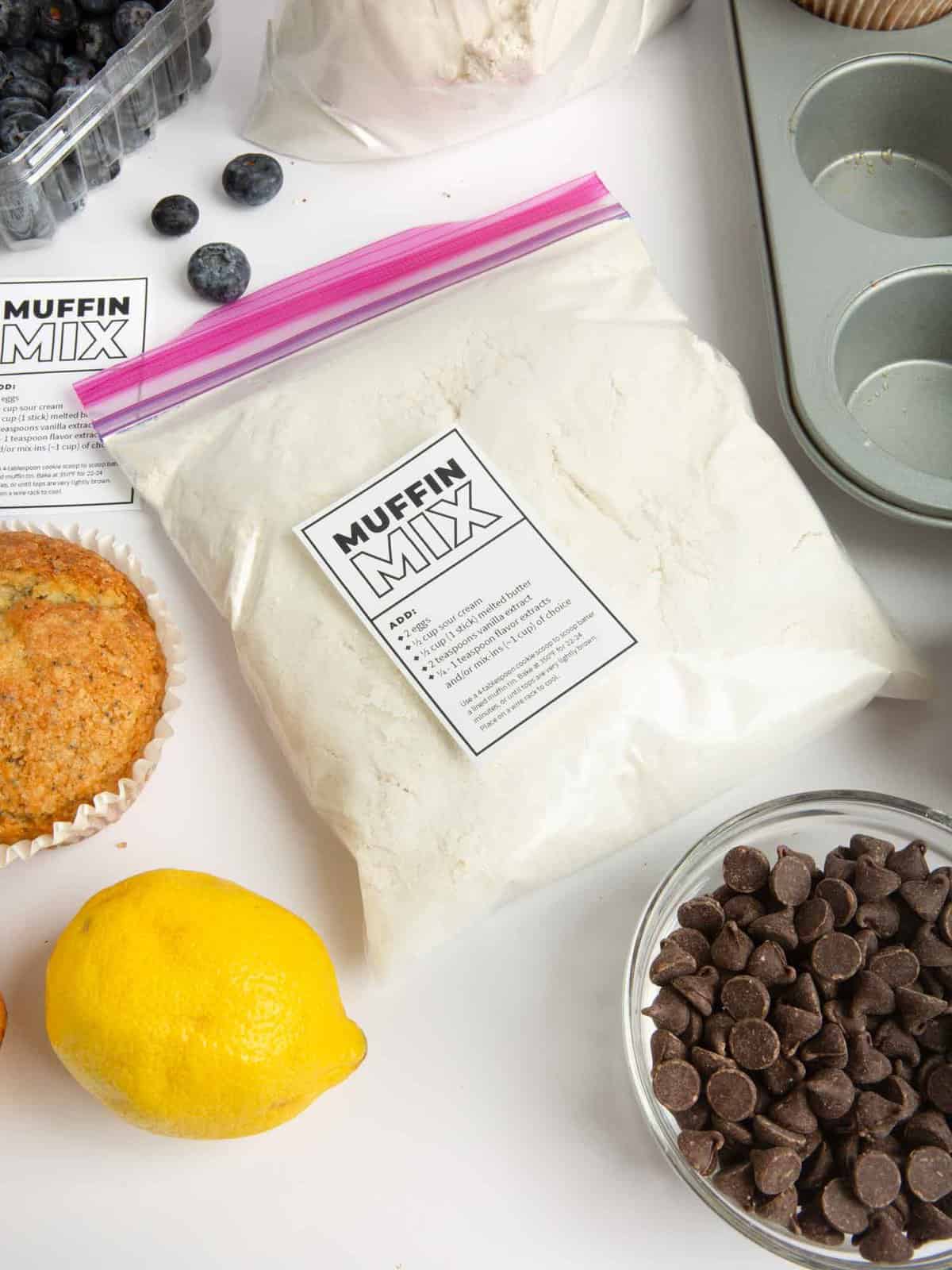 homemade muffin mix in bag