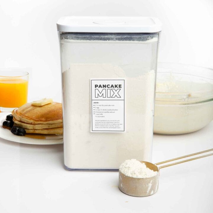 homemade pancake mix in a container