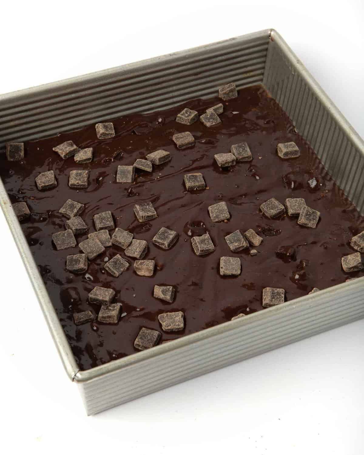 9x9" pan of unbaked brownies
