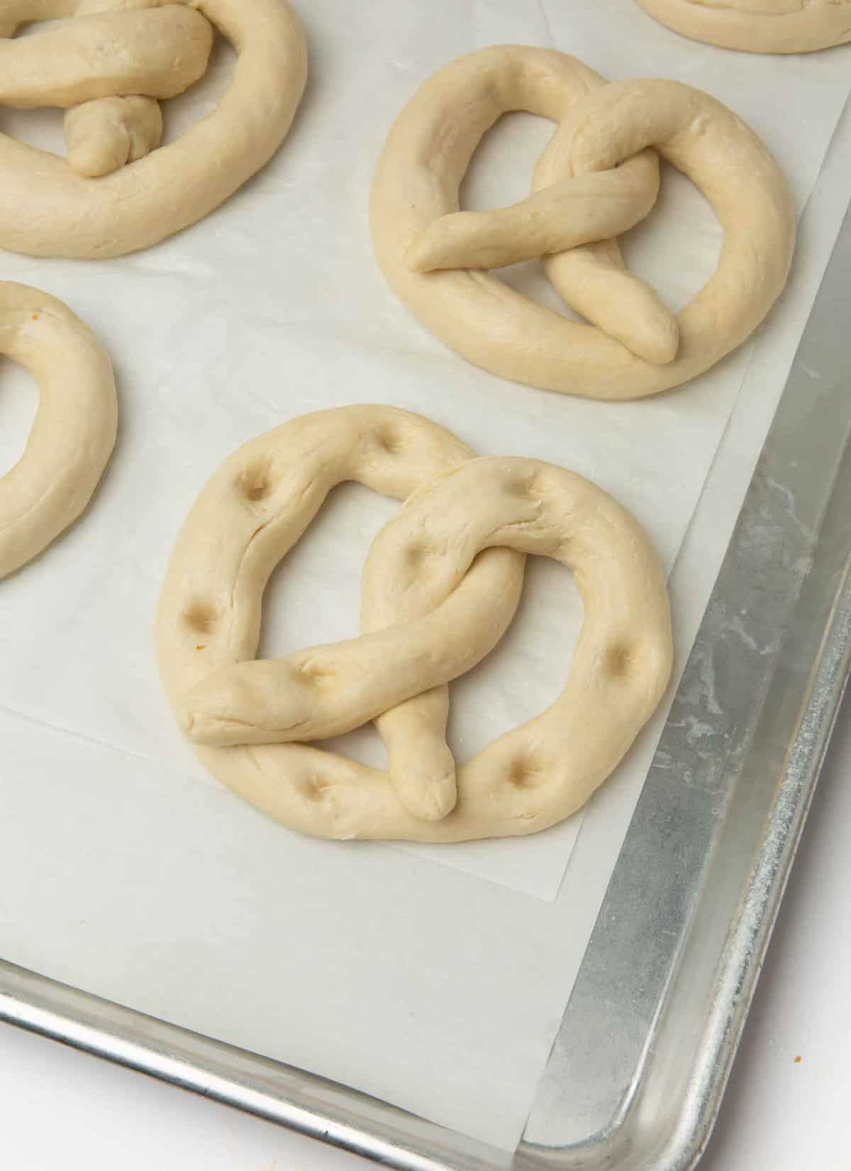 shaped pretzel dough