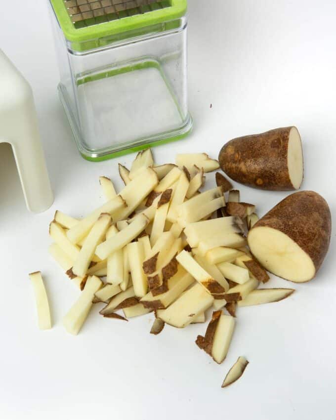 raw potato cut into fries