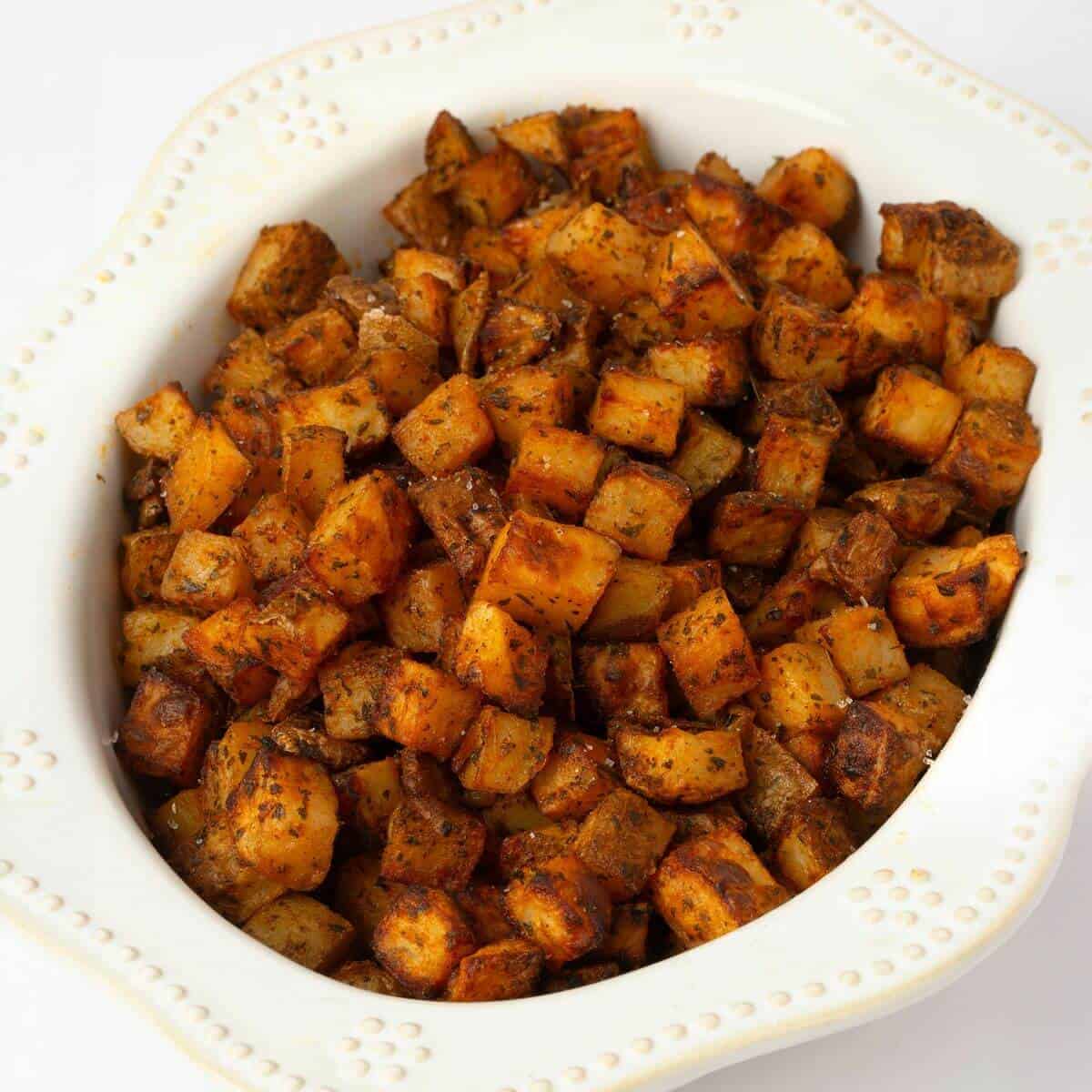 oven roasted breakfast potatoes in large serving bowl