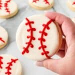 upclose shot of baseball sugar cookie