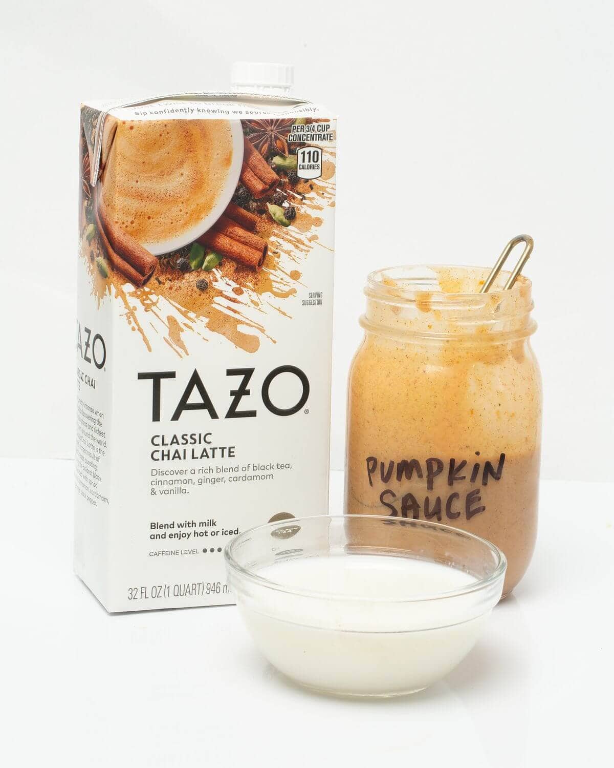 ingredients for iced pumpkin cream chai