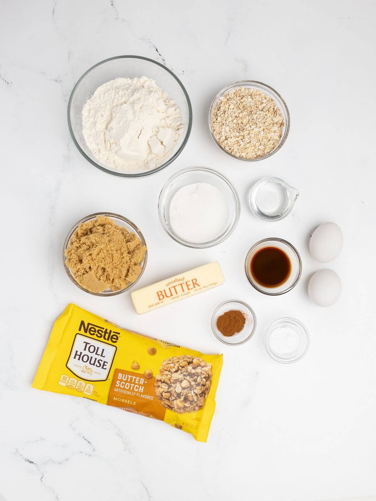 ingredients for oatmeal scotchie cookies