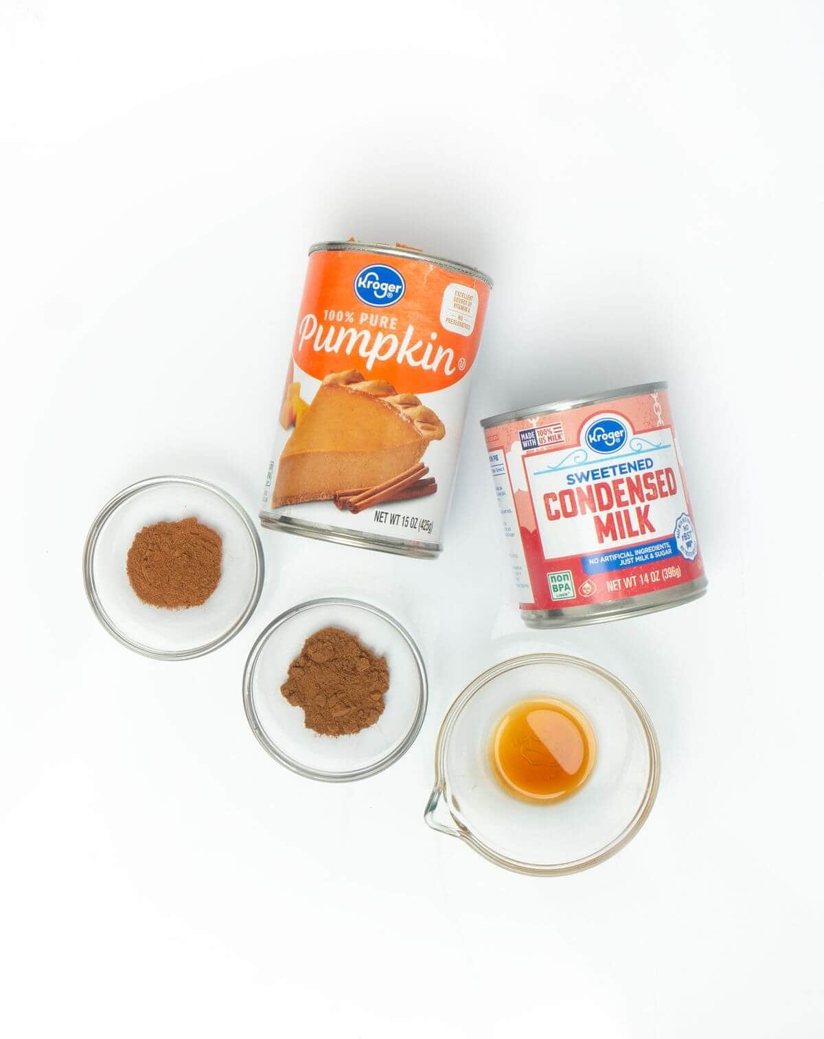 ingredients for pumpkin spice sauce