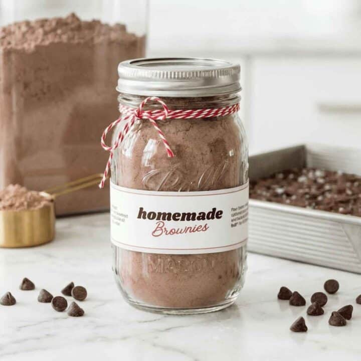 homemade brownie mix jar with label