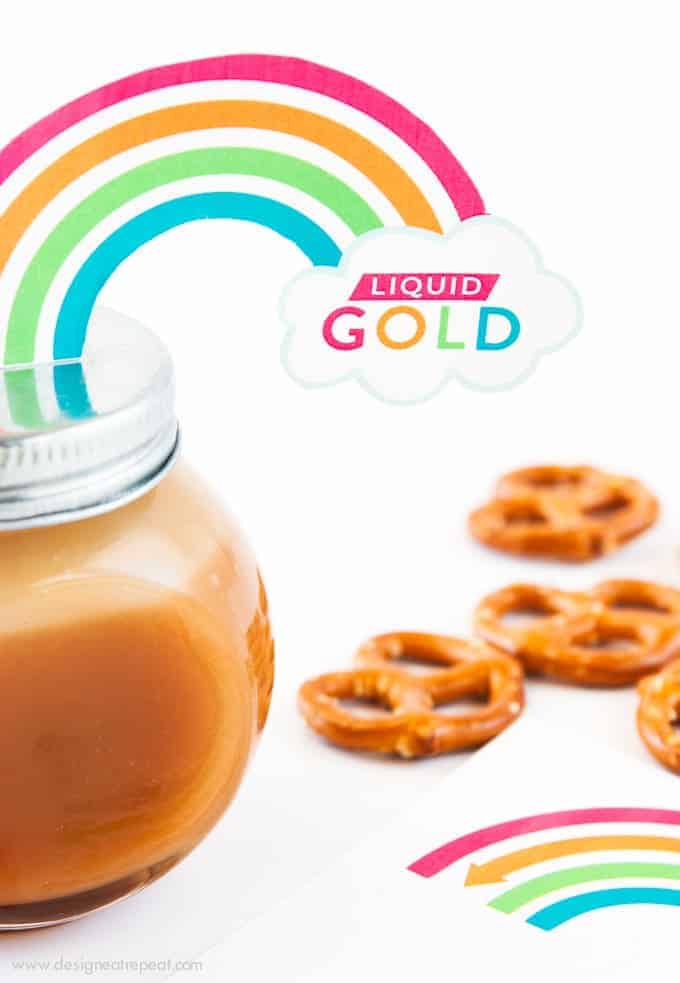 Attach these printable rainbow labels to homemade jars of caramel sauce for a fun and adorable St. Patrick's Day gift idea!
