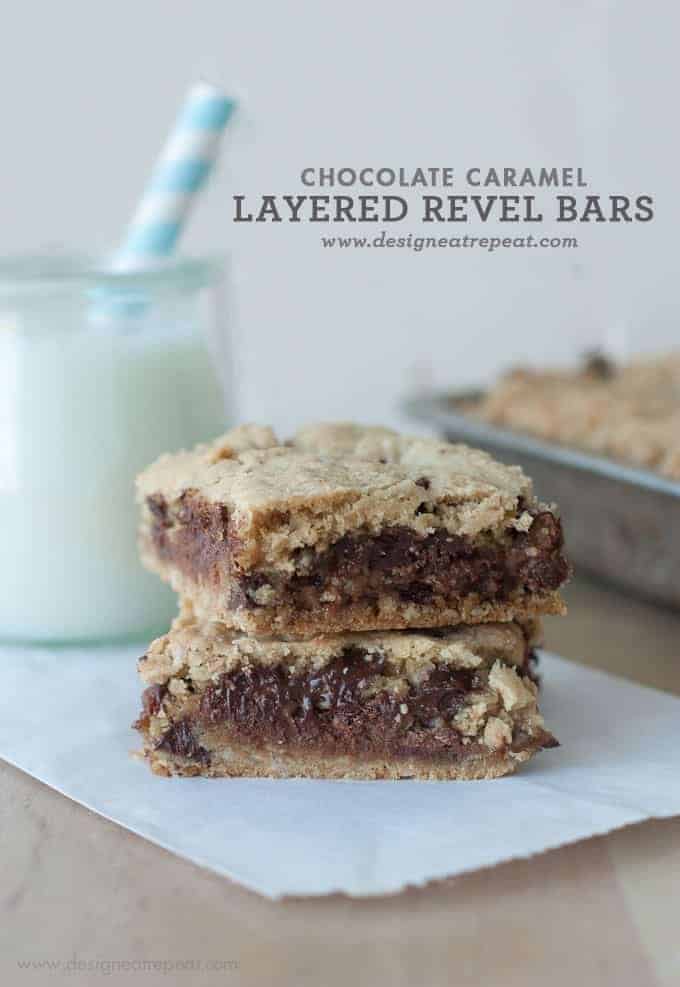 Chocolate Caramel Layered Revel Bars ||| by Design Eat Repeat