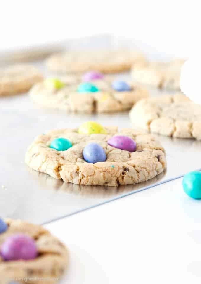 Chocolate Chip M&M Easter Egg Cookies from Design Eat Repeat