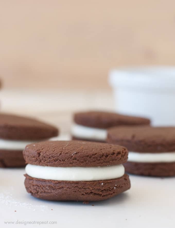 Chocolate Sandwich Cookies with White Chocolate Filing