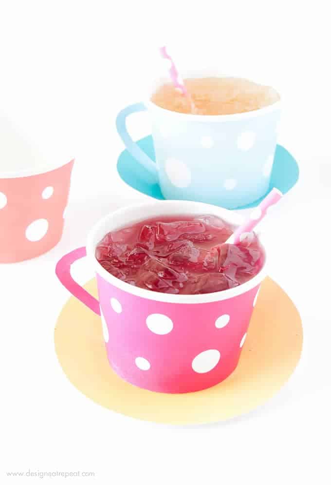 Download these free Tea Party Printables, attach to a paper icecream cup, and you have an instant tea cup!