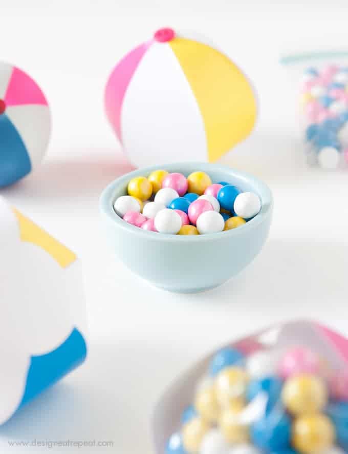 Download this free Beach Ball template to make an easy DIY Party Favor! Fill with candy, tape shut, and it's done! Great summer party idea!