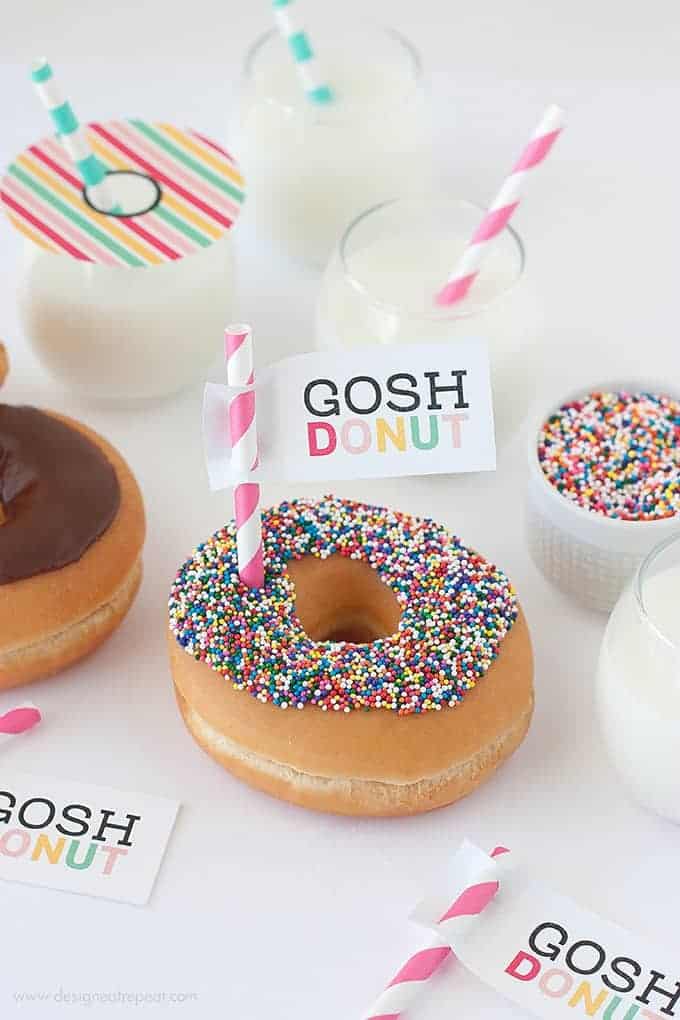 Download this free printable "Gosh Donut" tag & make your morning treat a whole lot sweeter! || Designed by Design Eat Repeat