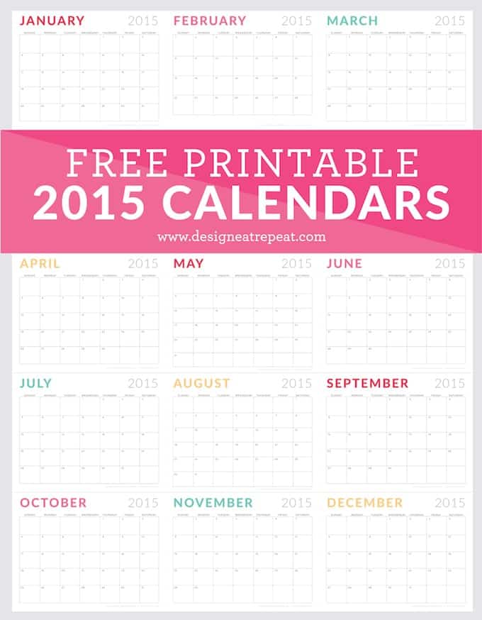 Free Printable 15 Monthly Calendar