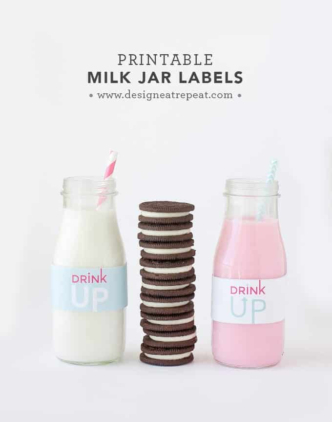 Free Printable "Drink Up" Milk Jar Labels by Design Eat Repeat