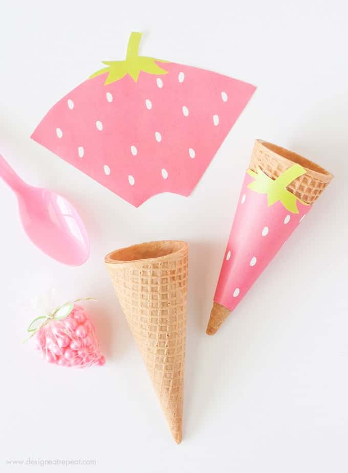 Download Strawberry Printable Ice Cream Cone Wrappers