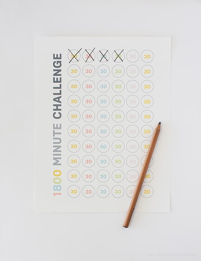 Free Workout Printable Log | Track your progress in 30 minute increments. Simply exercise 30 minutes a day, for 60 days, and you will have built up 1800 minutes!