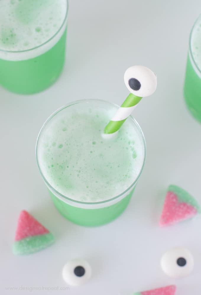 Halloween Drink Idea - Watermelon Punch with DIY Eyeball Drink Stirrers