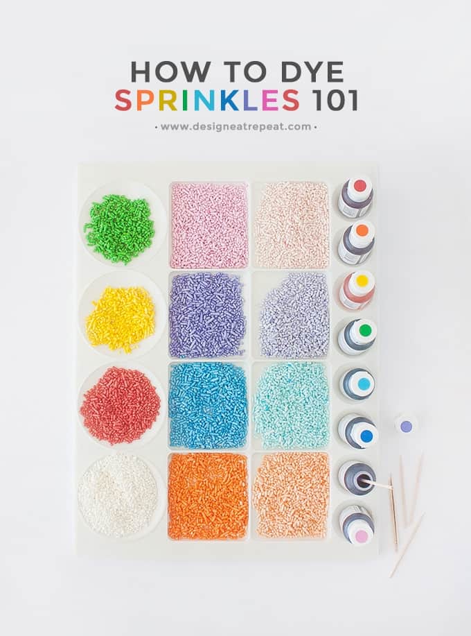 How to Dye Your Own Sprinkles - Perfect for creating custom colors that you can't find in the stores! Find out how to make your own at Design Eat Repeat
