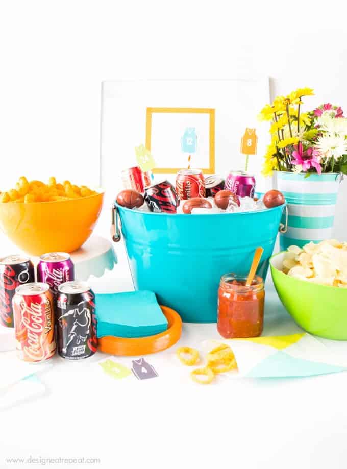 How to put together a easy basketball party snack table + free basketball party printable drink toppers!