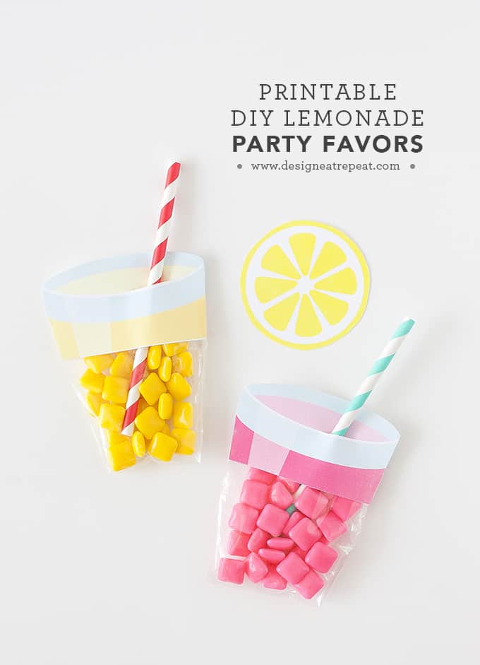 Learn how to make these easy lemonade party favors using a few simple materials! Find the free printable label & supply list at Design Eat Repeat!