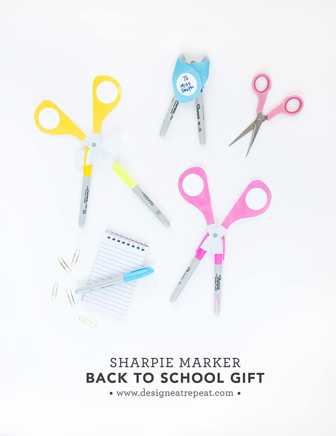 Make these DIY Teacher Gifts using Sharpie markers and this free scissors printable! So fun!