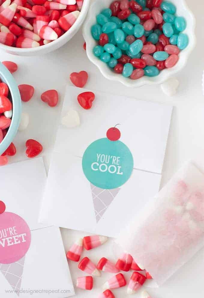 Make your own Valentines with these free icecream printables from Design Eat Repeat