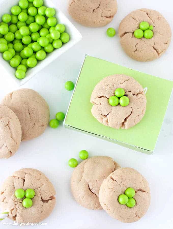 Peanut Butter Shamrock Cookies | Super easy to add a pop of St. Patrick's Day with green Sixlets!