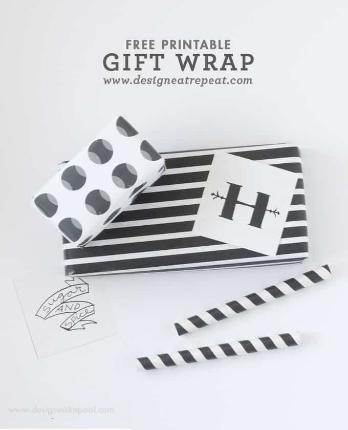 Printable Black & White (Halloween) Gift Wrap by Design Eat Repeat
