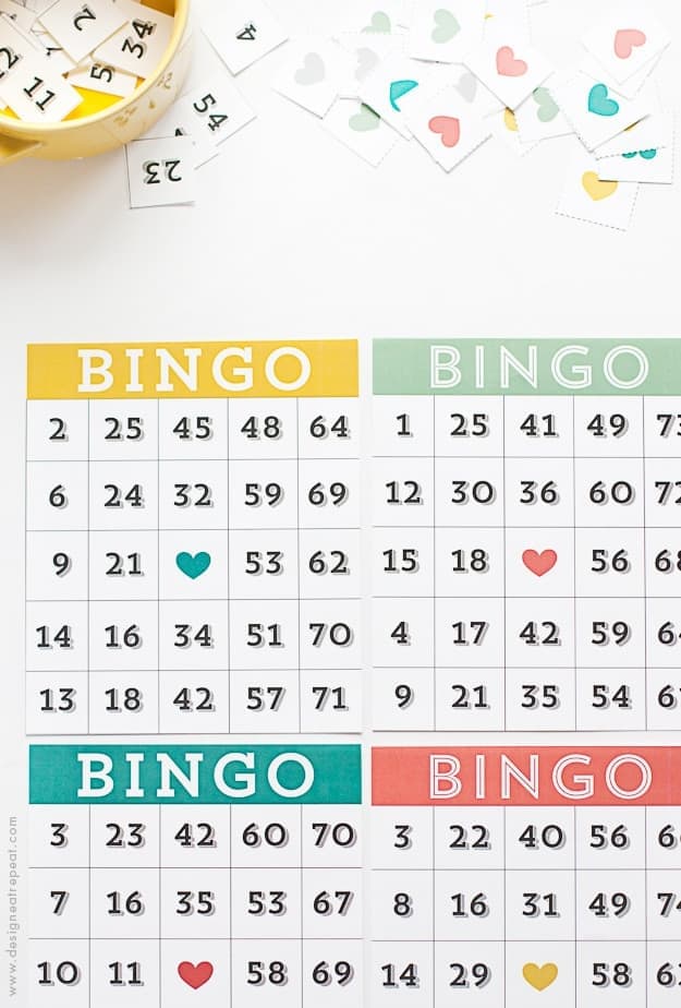 Printable & Cute Bingo Cards - Download a set of 4 for FREE over at Design Eat Repeat!