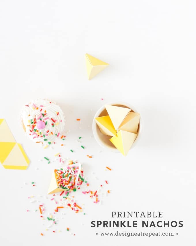 Printable Sprinkle Party Favors | Perfect for birthdays, cupcake parties, or even taco parties (these were made to look like little nachos!). So cute!