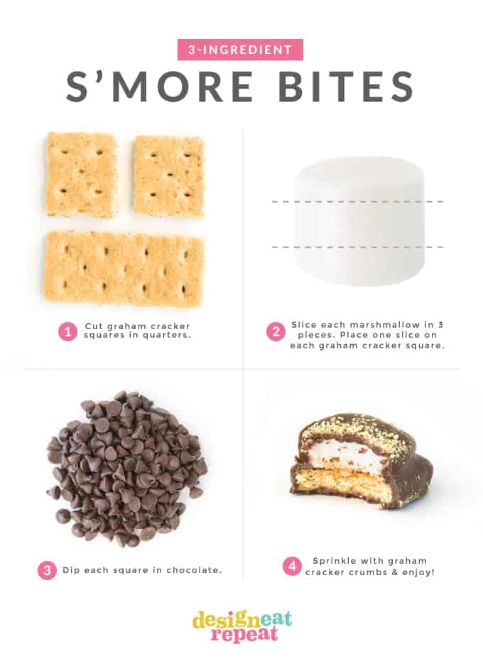 Switch up a summer classic with these easy S'more Bites! With just 3 simple ingredients, these bite-sized treats are the perfect addition to a summer party!