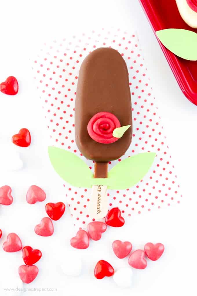 Switch up your Valentine's Day dessert with these fun ice cream bar roses! So fun and simple to make with this tutorial! A unique Valentine's Day treat idea!