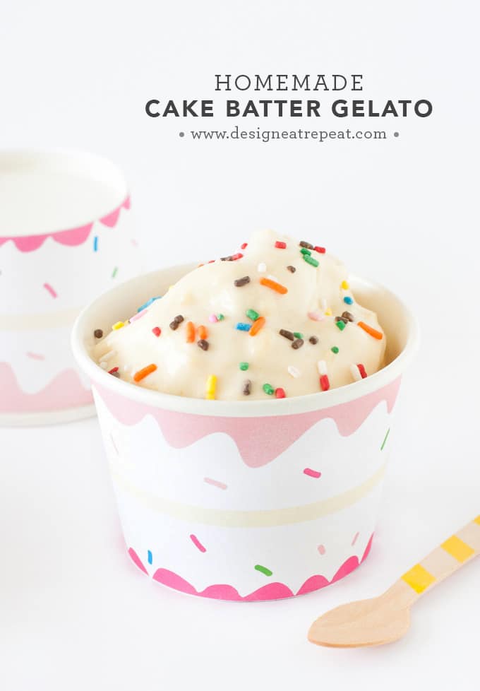 This Homemade Cake Batter Gelato is creamy & tastes just like the icecream shop's cake batter flavor! So delicious!