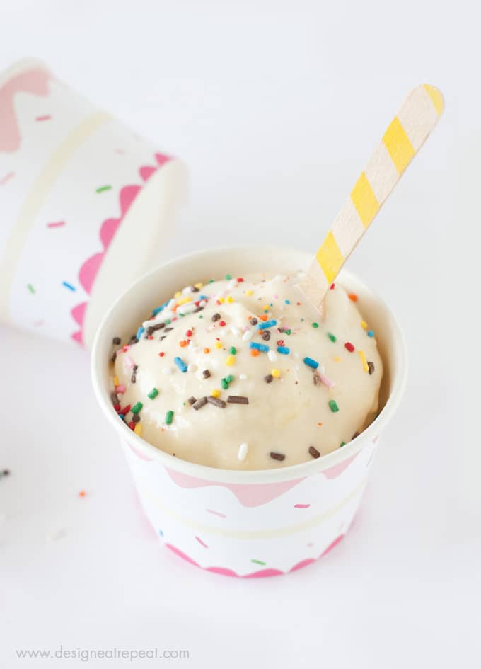 This Homemade Cake Batter Gelato is creamy & tastes just like the icecream shop's cake batter flavor!