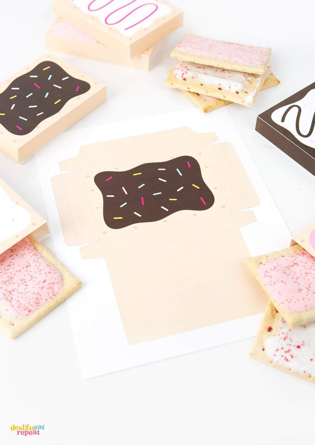 How fun are these?! Printable POP-TART treat boxes! With 8 delectable designs, these gift box templates are sure to please your party goers with their flavor of choice! Download at DesignEatRepeat.com | #printable #silhouette