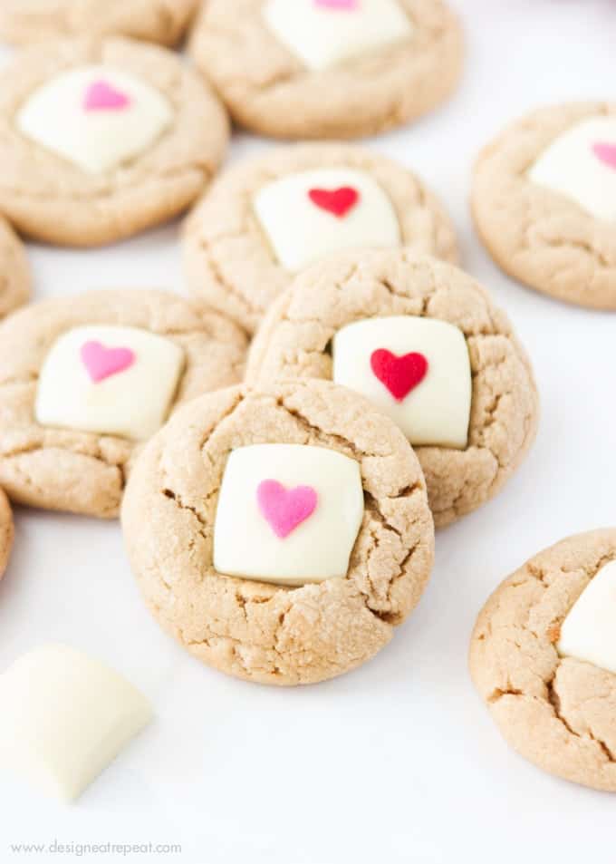Valentine's Day White Chocolate Peanut Butter Cookies by Design Eat Repeat