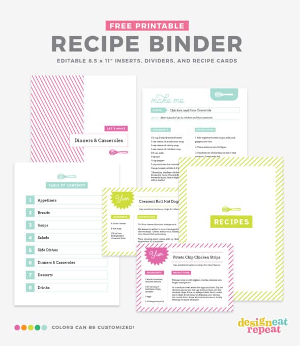 Recipe Template, Editable Family Recipe Cards, Printable Recipe