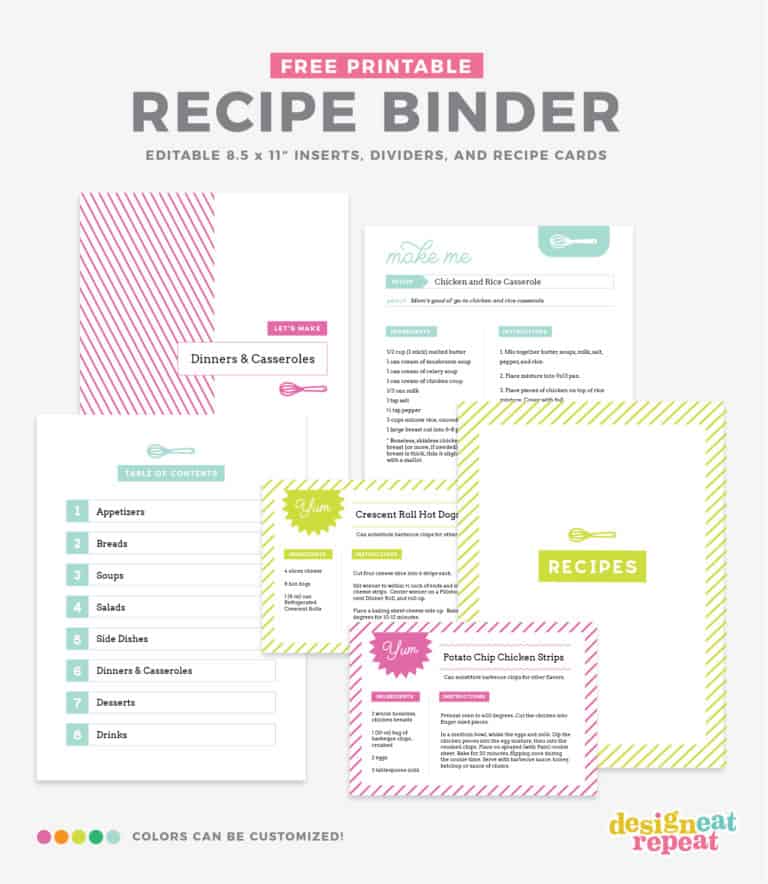 DIY Recipe Book (with Free Printable Recipe Binder Kit!)