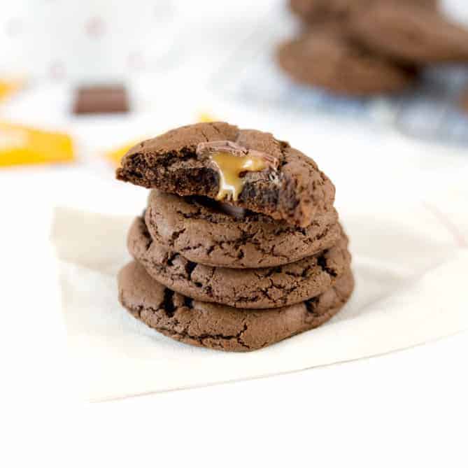 Chewy Double Chocolate Caramel Cookies